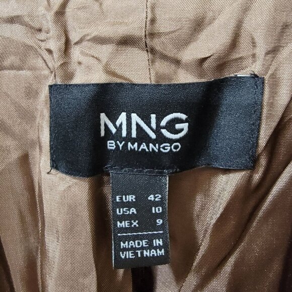 MNG By Mango Blazer Sportcoat Womens Size‎ 10 Brown Check Pattern One Button - Picture 5 of 9